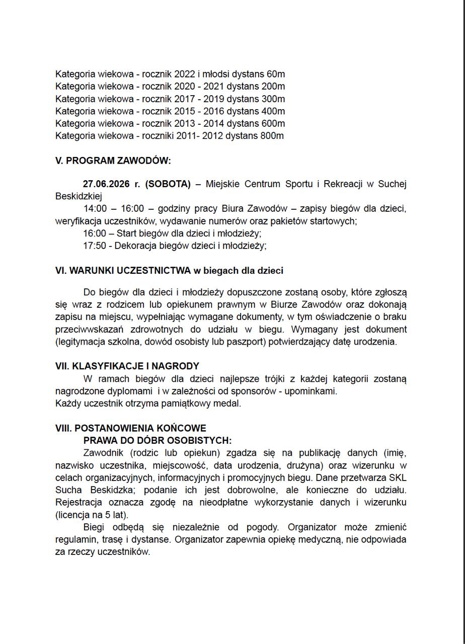 Regulamin biegów dla dzieci cz.2
